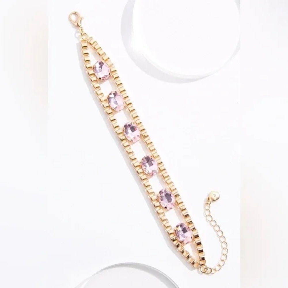 ❄️ Cato | OVAL STONE WRAP BRACELET PEACH POWDER
